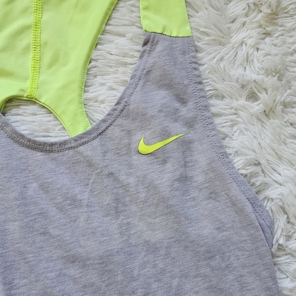 Nike dri-fit womens racerback‎ tank gray neon green size S small - Picture 6 of 7